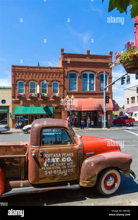 Old Chevrolet Advance Design 3100 Truck On Main Street In Downtown