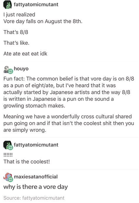 Why is there a vore day..? : r/tumblr