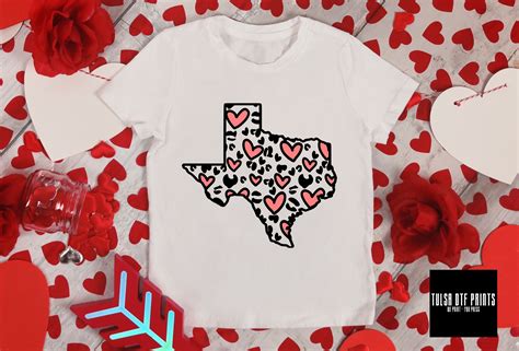 Dtf Texas V Day Heart Leopard States Transfer Tulsa Dtf Prints