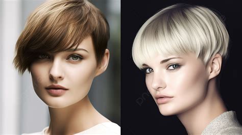 tiga gambar berbeda   wanita  dua potongan rambut