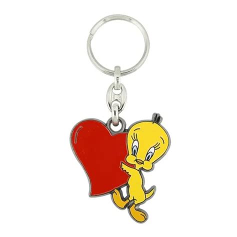 Warner Bros Looney Tunes Tweety Pie Heart Enamelled Licensed Keychain