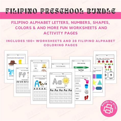 Filipino Preschool Bundle 28 Filipino Letters Practice Writing Sheets Printable Prek Tagalog