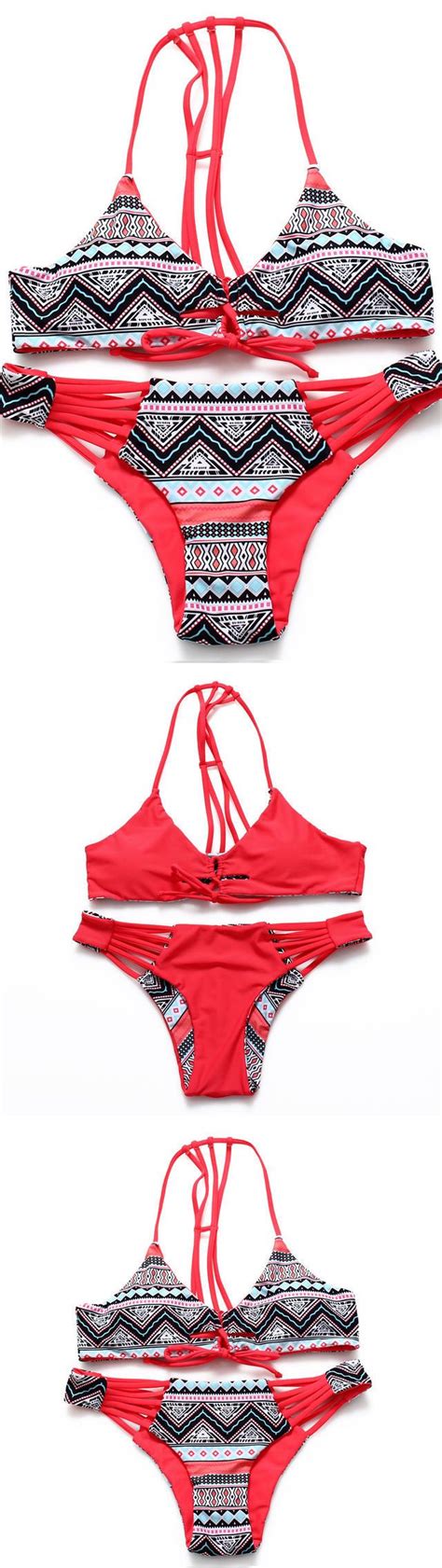 Red Print Halter Bikini Bikini For Women Halter Bikini Bikinis Swimwear Red Print Shopping