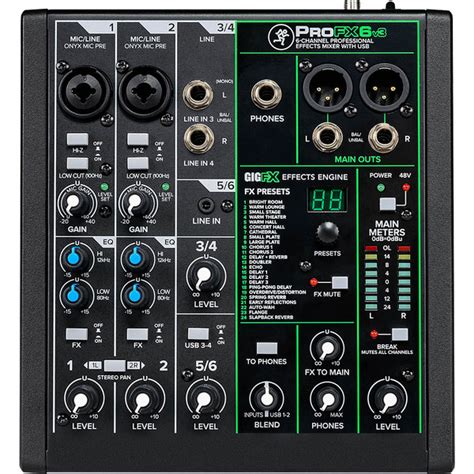 Аналоговый микшер MACKIE ProFX6v3, 6 каналов, USB-интерфейс, 20-30000 ...