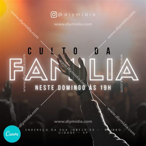 Gospel Culto Da Família Banner Editável Canva Premium