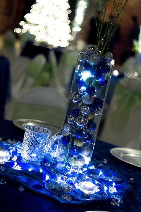 Blue And Silver 65th Wedding Anniversary Wedding Centerpieces 45th Wedding Anniversary