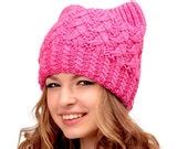 Pussy Hat Cat Ears Hat Cat Beanie Pussyhat Womens March Etsy