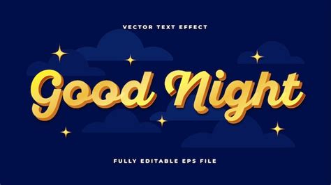 Premium Vector Good Night Text Effect