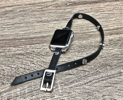 Black Leather Apple Watch Band Iwatch Band Unisex Double Wrapped Iwatch Bracelet Apple 4 Watch