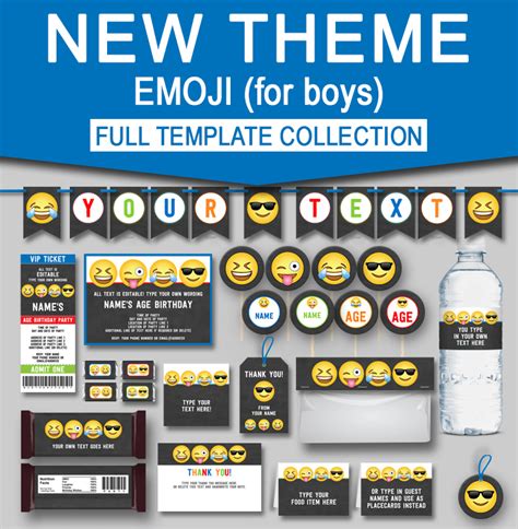 Emoji Birthday Party Printables For Boys Editable Emoji Templates