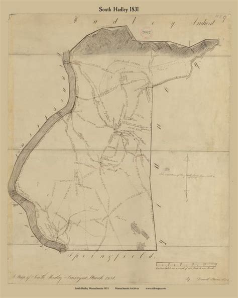 South Hadley Massachusetts 1831 Old Town Map Reprint Roads Place Names Massachusetts Archives