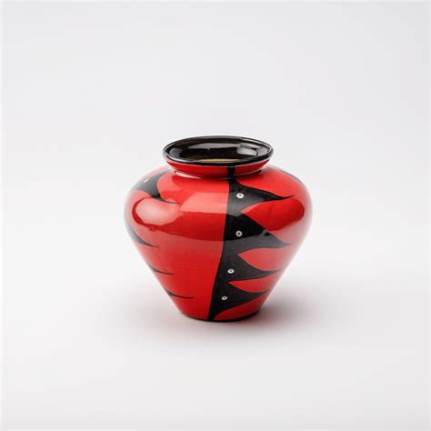 large red harvest vase  red white studios ram shop
