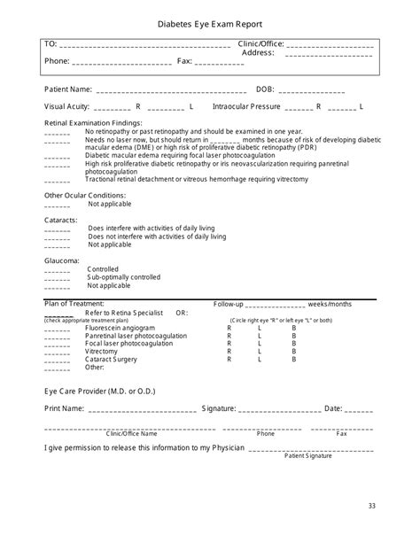 Diabetes Eye Exam Report Form Fill Out Sign Online And Download Pdf