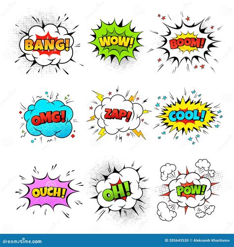 Comic Sound Effect Set Bubble Sound Cloud Stock Illustration