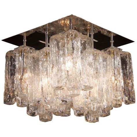 Large Crystal Flush Mount Chandelier At 1stdibs