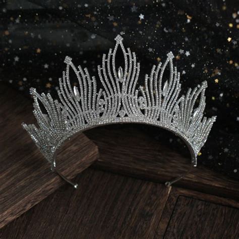 Snygga Fina Silver Rhinestone Tiara Br Llop Tillbeh R Brud