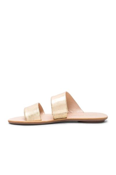 Loeffler Randall Clem Metallic Double Strap Slide Sandals In Gold