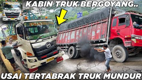 Terekam Detik Detik Kabin Truk Trailer Bergoyang Usai Jadi Korban Truk