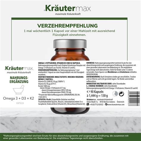 Kräutermax Omega 3 Fettsäuren 1000 Mg Vitamin D3 2000 Ie Und K2