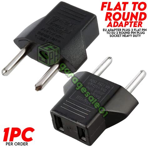 Eu Adapter Plug 2 Flat Pin To Eu 2 Round Pin Plug Socket Power Charger