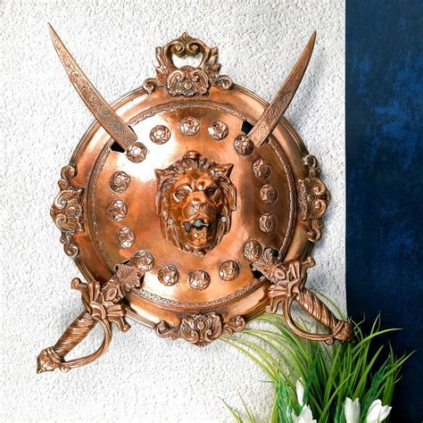 Sword & Shield Wall Hanging Décor Vintage Inspired Antique Home Decor Sword Shield With Lion ...