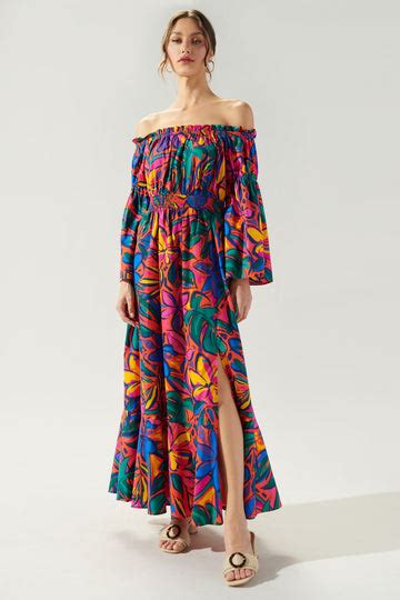 Rainbow Tropics Fairness Poplin Surplice Midi Dress Sugarlips