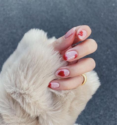Beautiful Valentine S Day Nails Love Heart Nude Coffin Nails