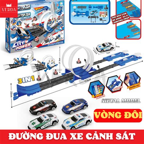 Đường đua hot wheels xe ô tô 1 và 2 đường ray lửa cao tốc cảnh sát city mô hình VERDA đồ chơi