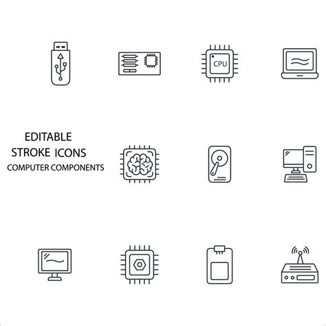 Computer Components Icons Set Computer Components Pack Symbol Vector