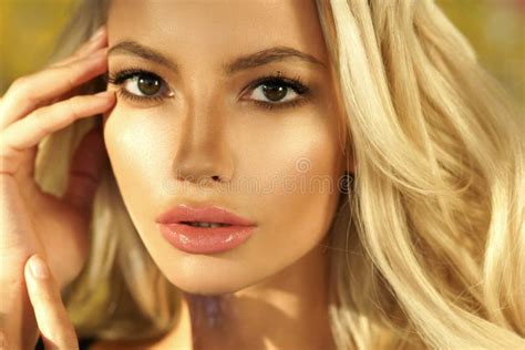 Blonde Girl Closeup Face Portrait Stock Image Image Of Green Caucasian