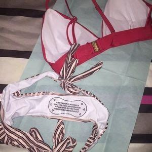 Swim Nwot Cherry Striped Bikini Set Poshmark