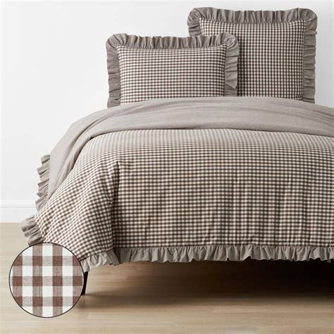The Company Store Company Cotton Gingham Yarn Dyed Melange Brown Plaid