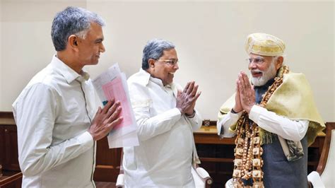 Cm Siddharamaiah Meets Pm Modi In Delhi Seeks Rs 18000 Crore Drought