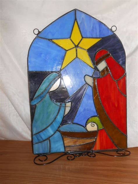 Stain Glass Christmas Nativity Scene Nativity Panel Colored Glass 17 25 Stained Glass