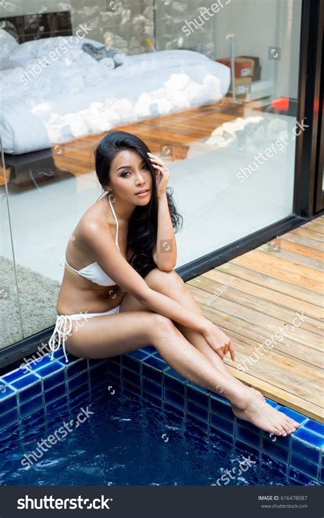 Sexy Asian Woman White Bikini Stock Photo 616478087 Shutterstock