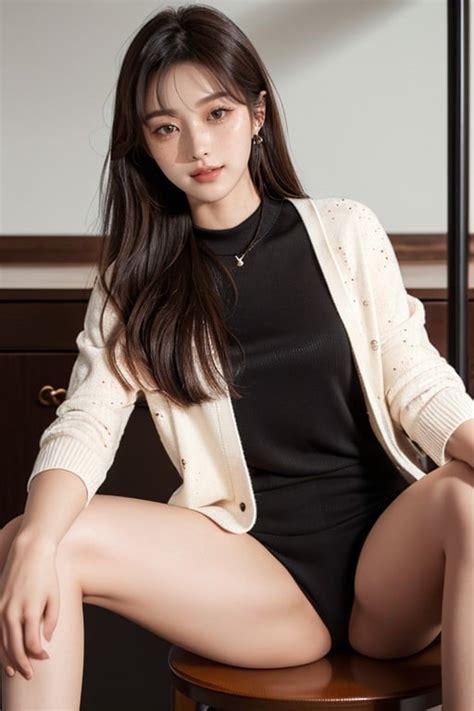 Sitting Down Legs Spread Small Breast Korean AI Porn