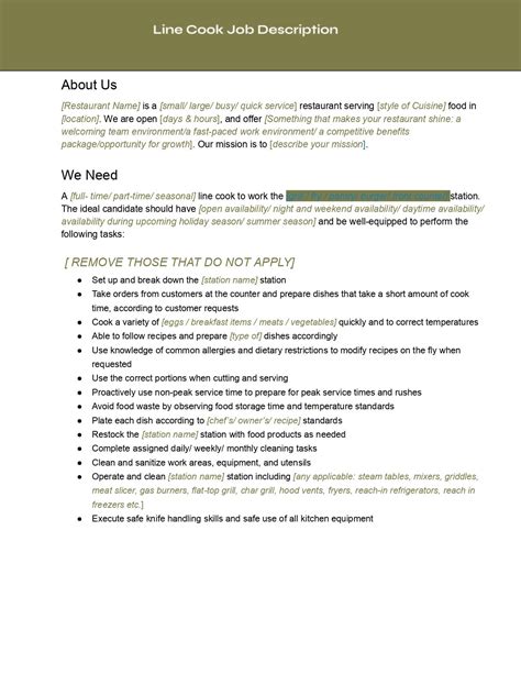 cook job description   cook resume examples templates