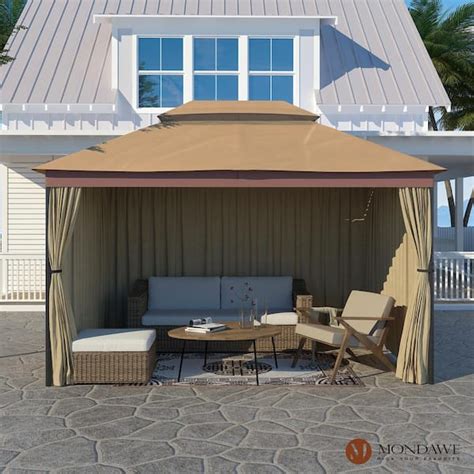 Mondawe 10 ft. x 13 ft.Outdoor Steel Frame Patio Gazebo Pavilion Canopy ...