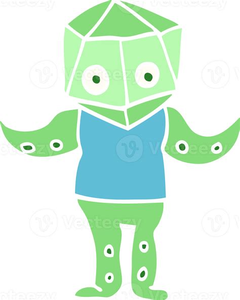 Flat Color Illustration Cartoon Weird Alien 40706596 Png