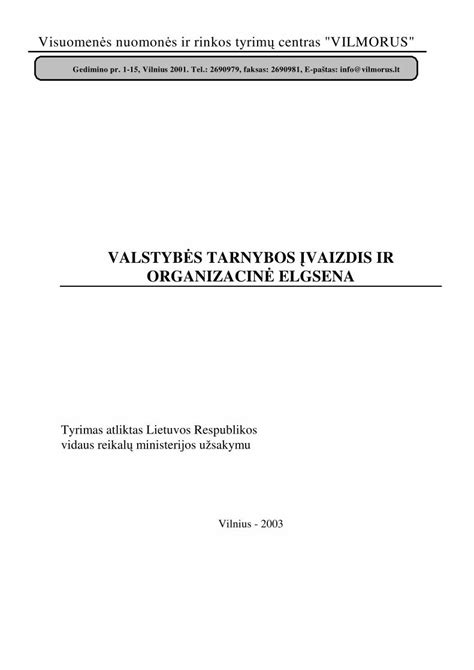 PDF VALSTYB öS TARNYBOS ĮVAIZDIS IR ORGANIZACIN ö ELGSENA 2010 10