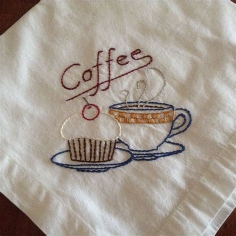 Hand Embroidered Coffee Napkinbread Cloth Embroidery Lessons