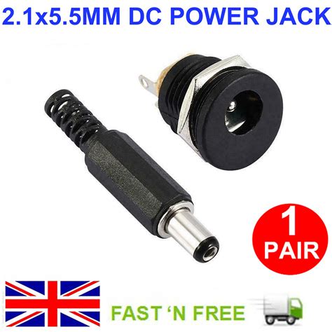 pair  male female socket panel mount barrel jack plug dc power