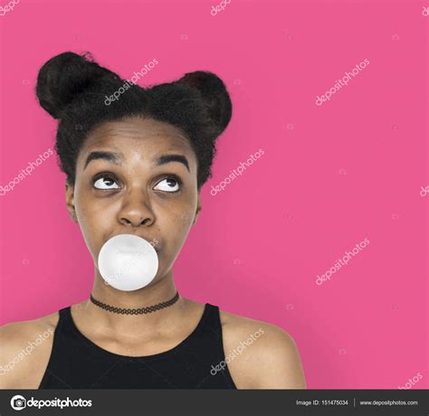 Girl Blowing Bubble Gum — Stock Photo © Rawpixel 151475034