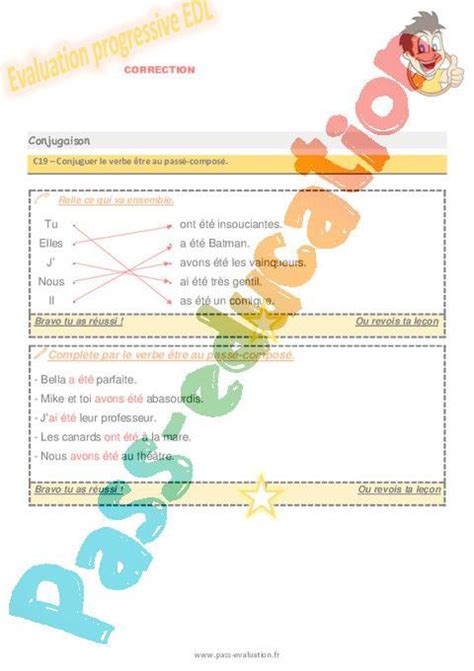 Conjuguer Le Verbe Tre Au Pass Compos Au Ce Evaluation