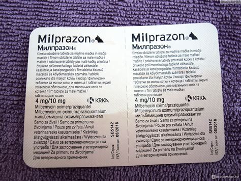 Милпразон для кошек - Инструкция по применению препарата