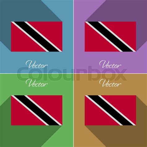 Flags Trinidad And Tobago Set Of Colors Flat Design Long Shadows