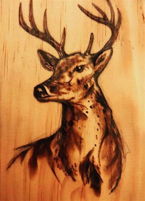 Original Wood Burned Deer Etsy Wood Burning Stencils Wood Burning