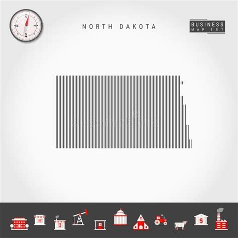 Vector Vertical Lines Pattern Map Of North Dakota Striped Silhouette