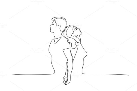 Loving Couple Woman And Man Standing Pre Designed Vector Graphics