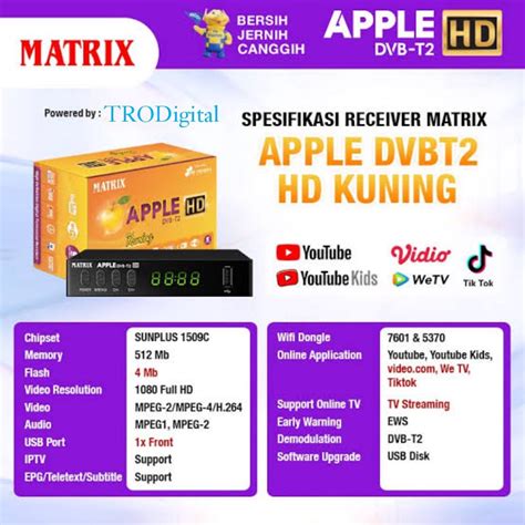 Jual Set Box Stb Matrix Apple Kuning Tv Digital Bisa Untuk Piala Dunia